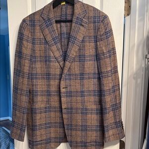 Men's Brown and Blue Plaid Blazer